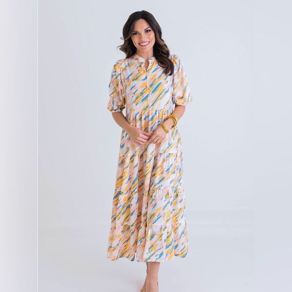 Dresses & Skirts - Karlie | Abstract Puff Sleeve Midi Dress | M